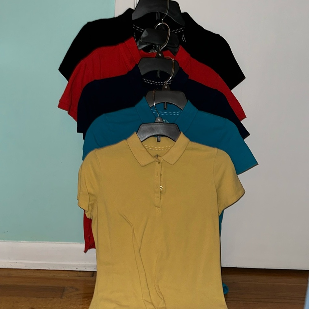 BUNDLE 5 small-medium solid color polos